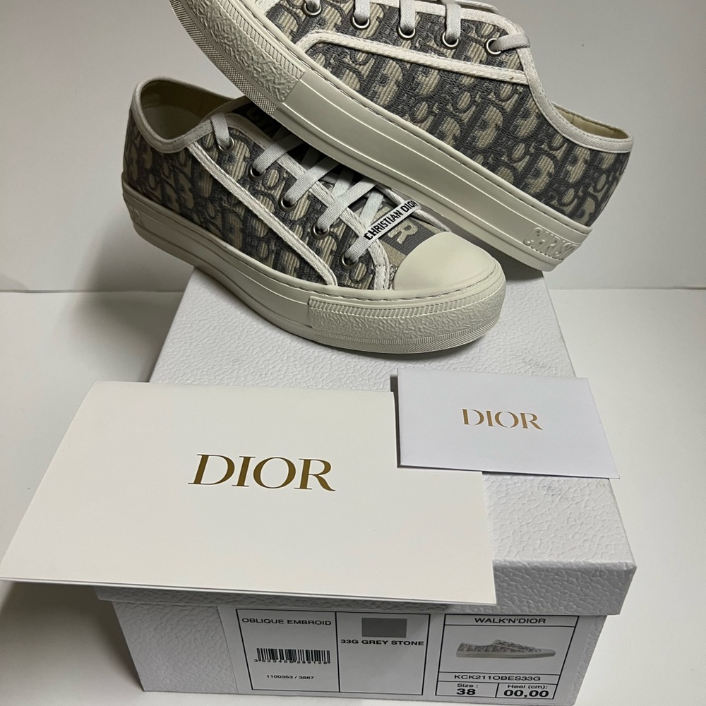 Dior Walk N Dior Sneaker Grey White Low Top Christian Dior EU 38 SZ 8